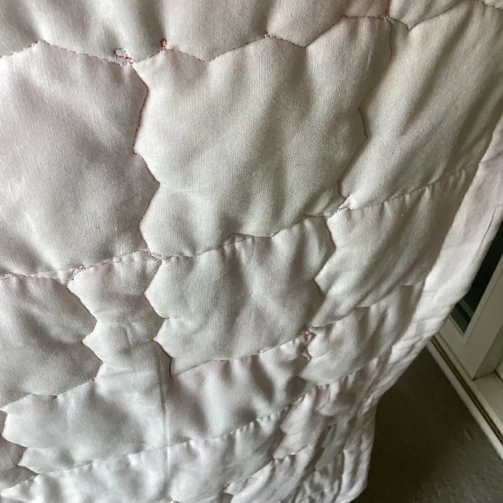 NWT. Hand Crafted Gold and Pink Hydrangea Lap Quilt